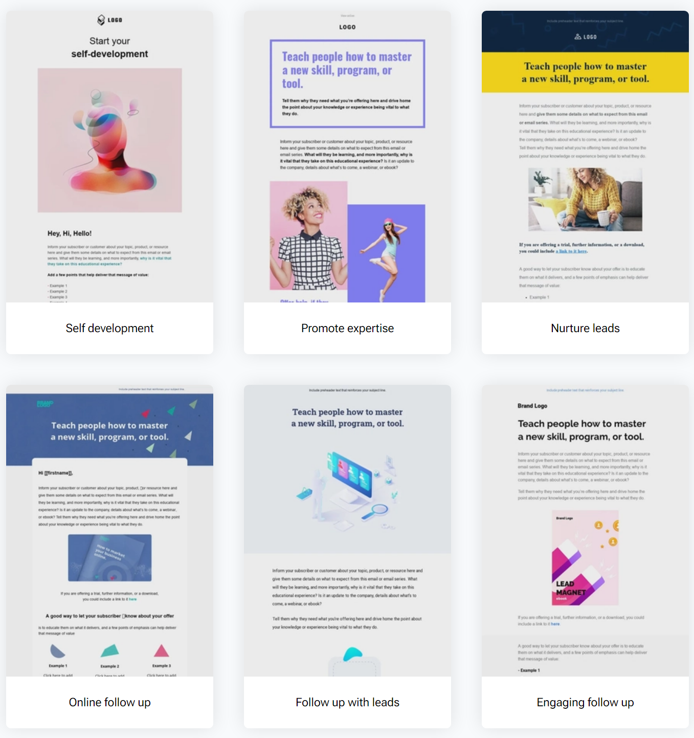 Email marketing templates in Thinkific